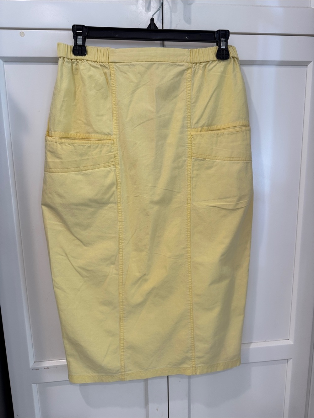 Vintage Pale Yellow Pencil Skirt with Front Pockets